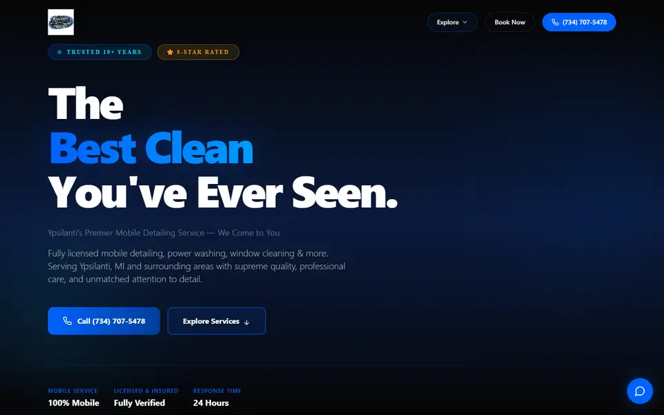 Kacey's Detailing website on a laptop
