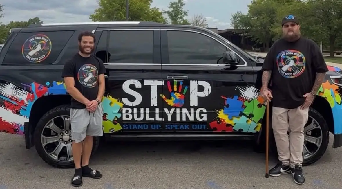 Cody Greggs-Dorsey and Jason Lewis with the OGWOGD Stop Bullying truck